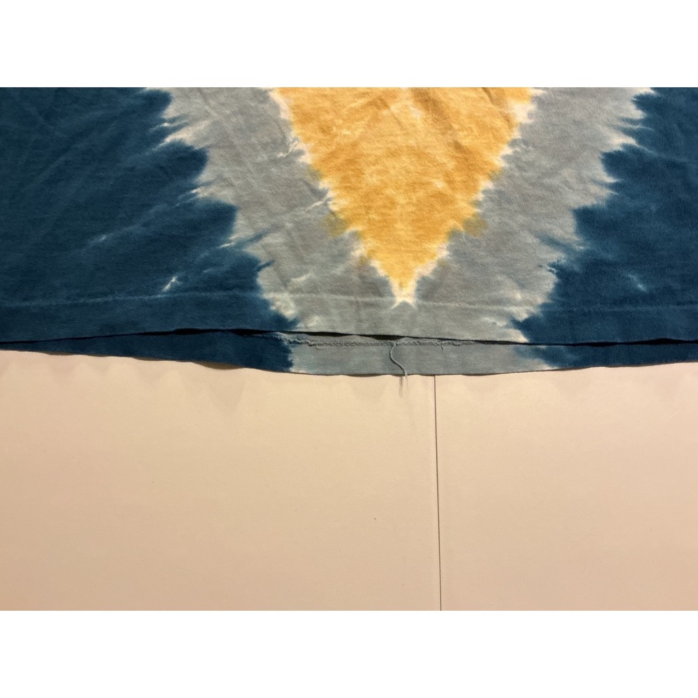 VTG USA Made Liquid Blue Navy Tie Dye T Shirt 90s Single Stitch Blue Yellow L - Picture 10 of 10